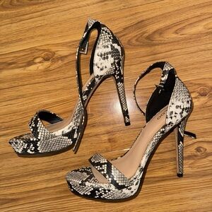Aldo Black and White Snakeskin Heels